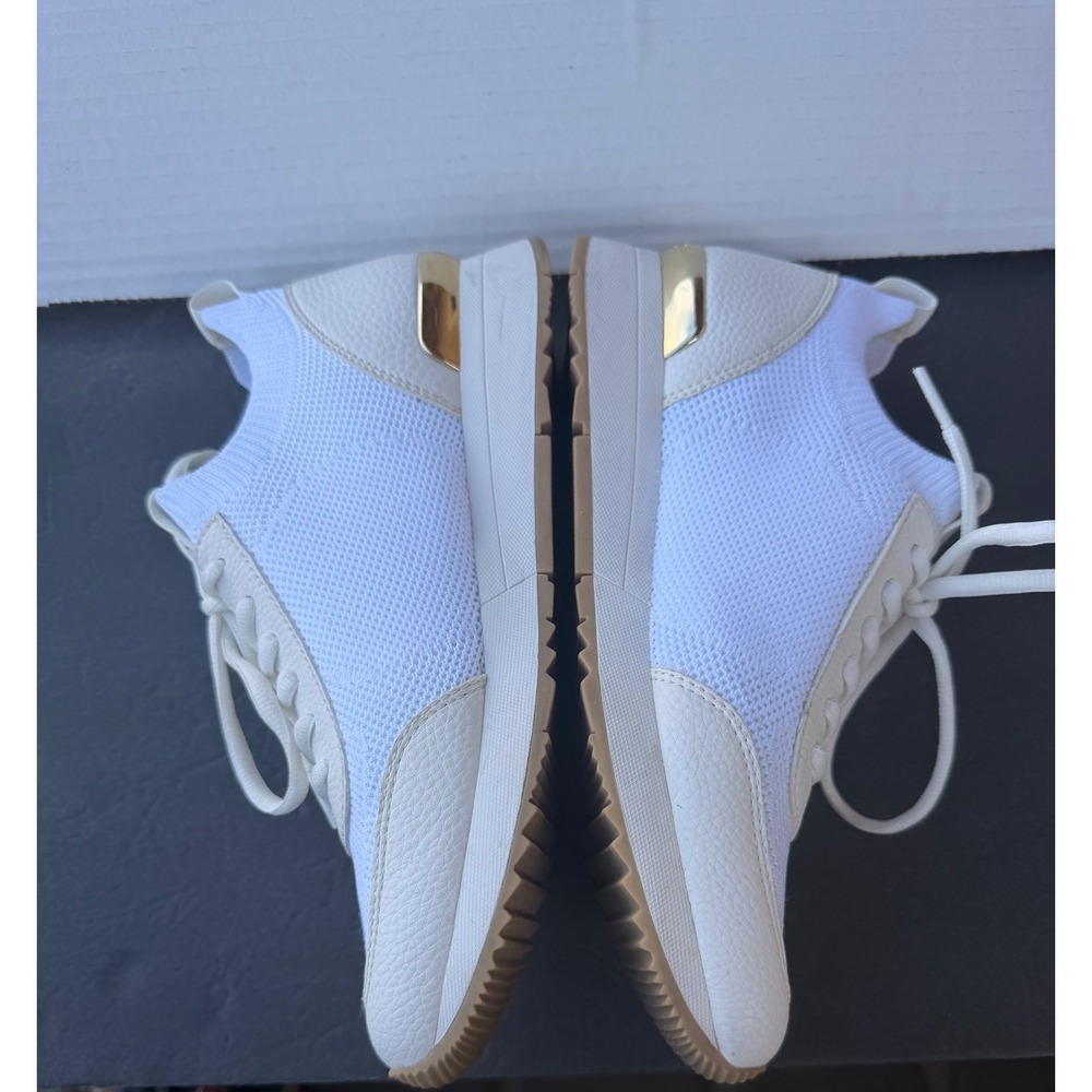 Michael Kors Felix Trainer Leather White Wedge Mesh Lace Up Low Top Sneakers 8.5 - Picture 5 of 12
